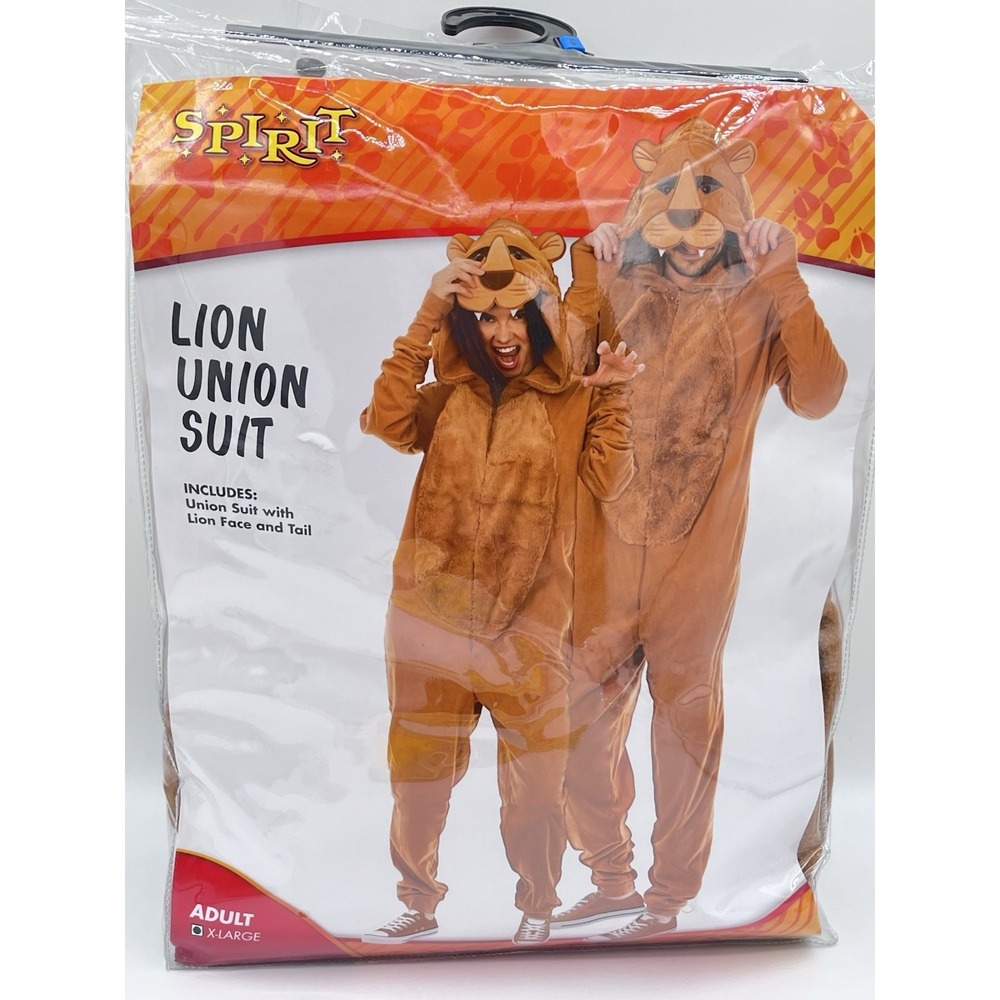 Spirit Halloween Lion Union Suit Adult One Size Plush Halloween Jumpsuit Costume
